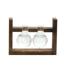 Hanging Glass Vase Landscape Terrarium With Wooden Stand Decor 2 Bottle
