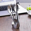 Swan Base Holder With Fruit/ Dessert Fork Cake Spoon Set Pastry Forks Creat S4B2