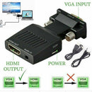 Black HDMI Female to VGA Male Converter with Audio Adapter Support HD Equipment
