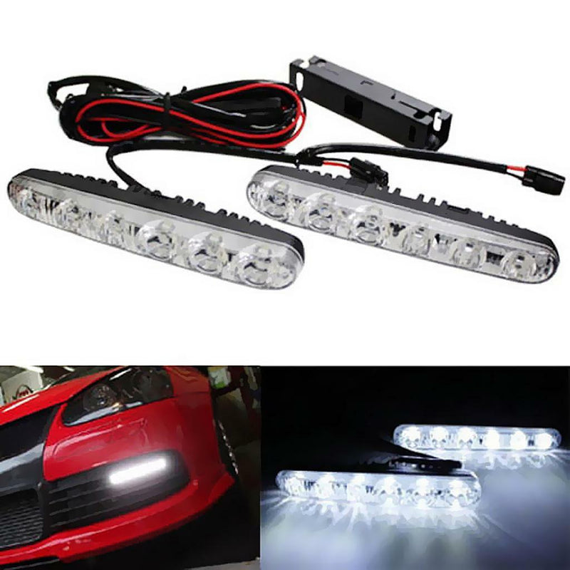 2x Double Color White & Amber 6LED Daytime Running Light Turn Signals Lights
