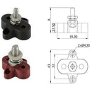 2 Pcs Red & Black Junction Block Power Post Insulated Terminal Stud 8mm M8