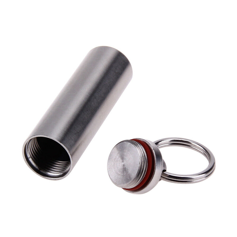 Survival Waterproof Pills Box Container Aluminum Medicine Bottle Keychain