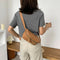 Fashion PU Shoulder Bag Women Pure Fanny Chest Crossbody Pack (Light Brown)