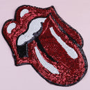 Vivid Large Red Tongue Sequins Patches Clothes Applique DIY Clothing Decorate M&