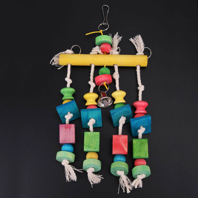 Colorful Moveable Parrot Bird Toys Swing Wood Cotton Chew Rope Funny Toys