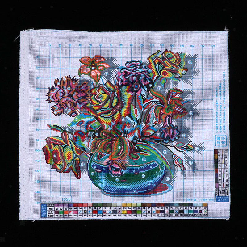 1 Set Stamped Cross Stitch Kits Package With Flower Pattern 47x43cm