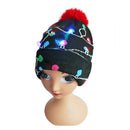 LED Christmas Hats Beanie Sweater Santa Cap Knitted Hat with Ball for Kids