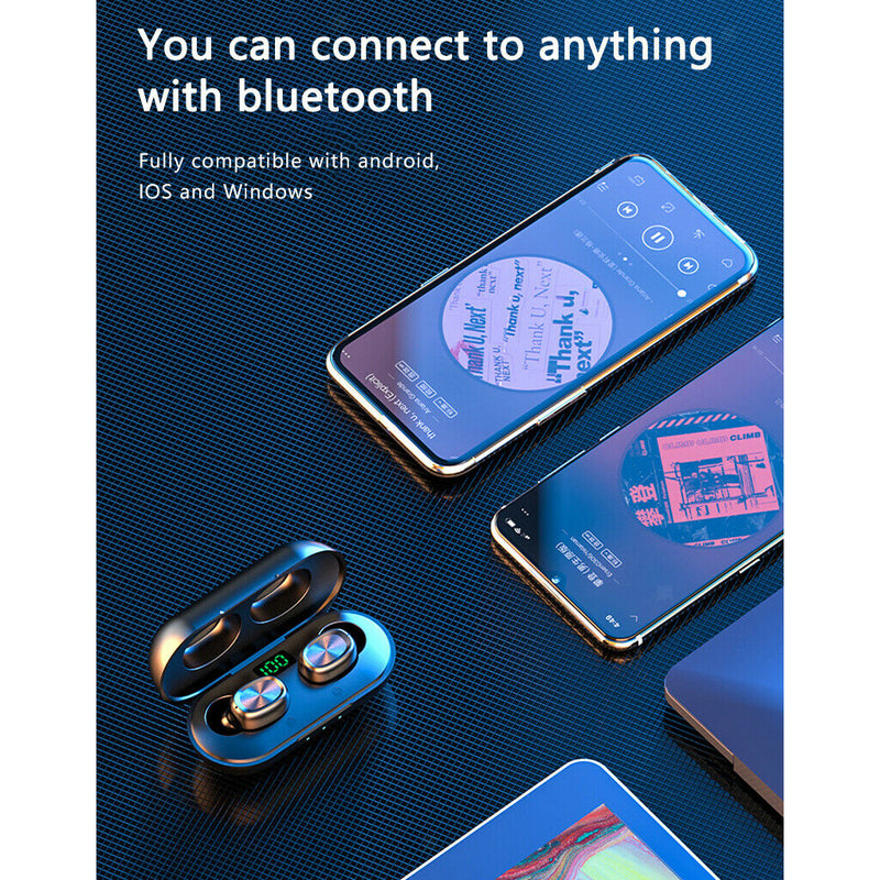 B5  Bluetooth 5.0 Headset Wireless Earphone Earbud Headphone W/Charging Case