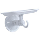 White Hard Plastic Soap Tray Dish Holder w Hook Suction Cup