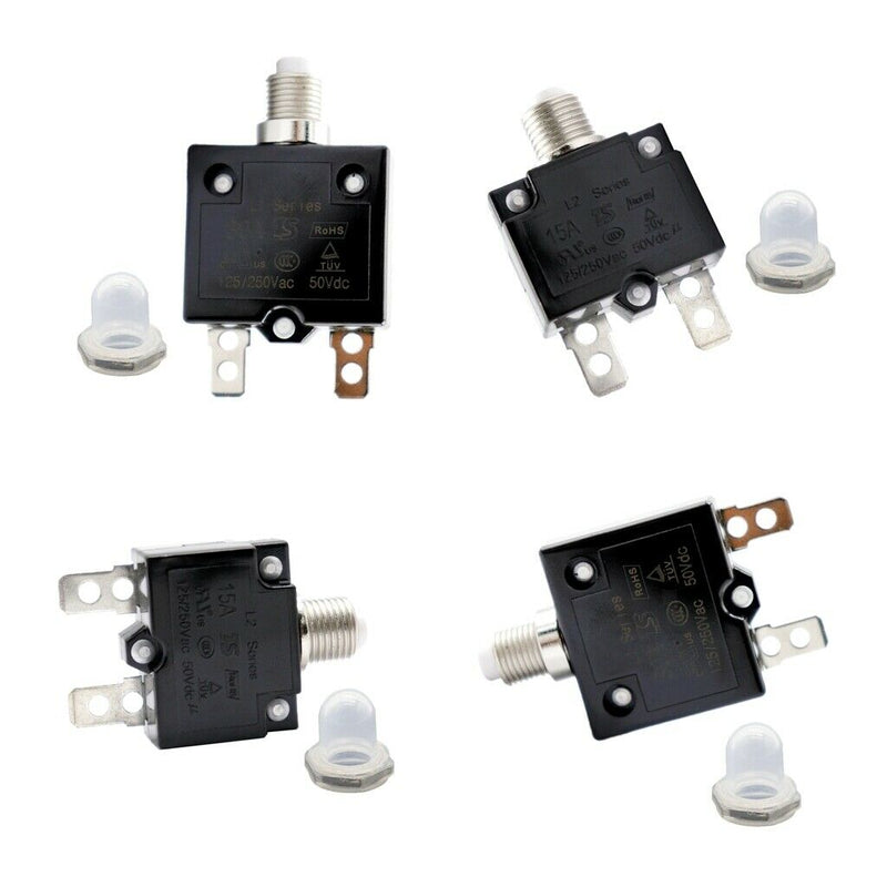 4Pcs 30A+15A 125/250V AC 50V DC Circuit Breaker Manual Overload Switch Fuse