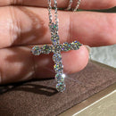 Mens Womens Necklace Chain White Sapphire Cross Jewellery Pendant Xmas Gift