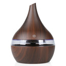 300ml Wooden Textured Mist Humidifier Oil Essential Diffuer w/ Light Brown