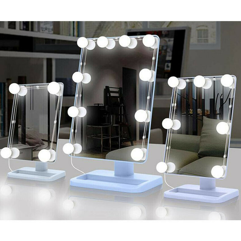 USB Makeup Mirror LED Light 10 Bulbs Lighted Dimmable Lamp Beauty Christmas Gift