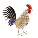 Clear Rhinestone Colorful Enamel Cock Rooster Brooch Costume Brooch Pin