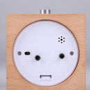 Alarm Clock Square 100% Wood No Ticking Snooze Backlight Digital Clock TableW9C6