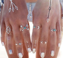 Wholesale 6 Pcs Turquoise Arrow Moon Statement Midi Rings Set Women Jewelry