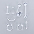 8Pcs Transparent Clear Acrylic Nose Ear Lip Belly Flexible Body Piercing Jew Gw