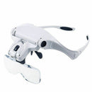 Headband Magnifier Lighted Glass Optivisor with 5 Lens for Hobby Repair Reading