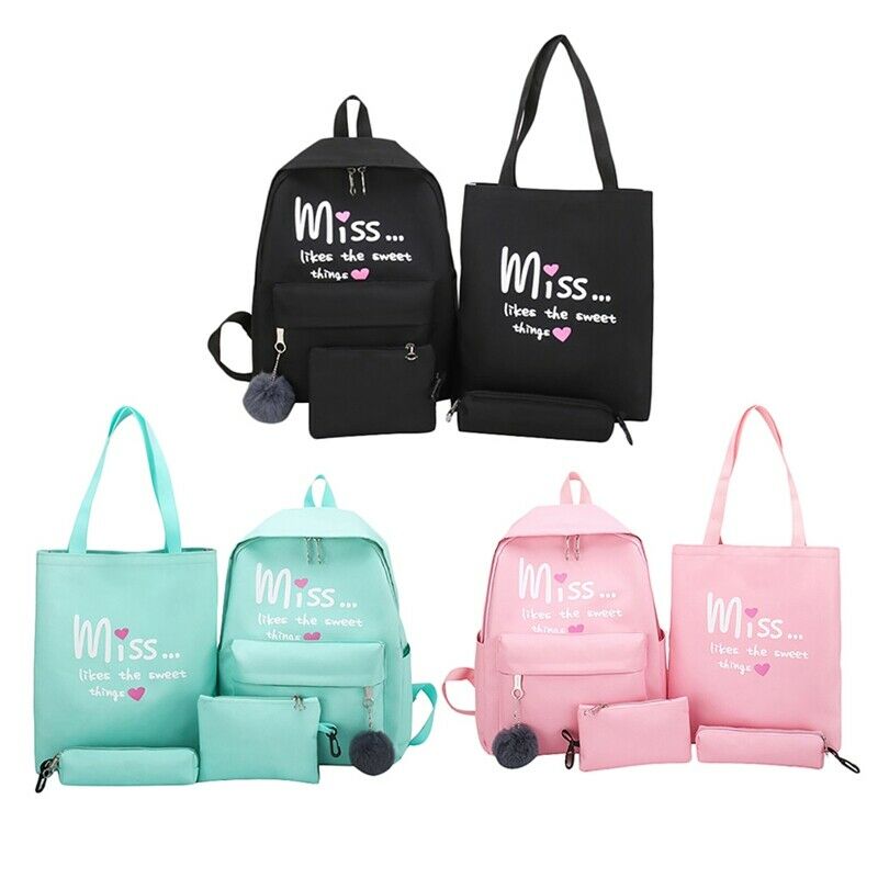 4Pcs/Set Women School Backpacks Schoolbag for Teenagers Girls Student Book  V7F5