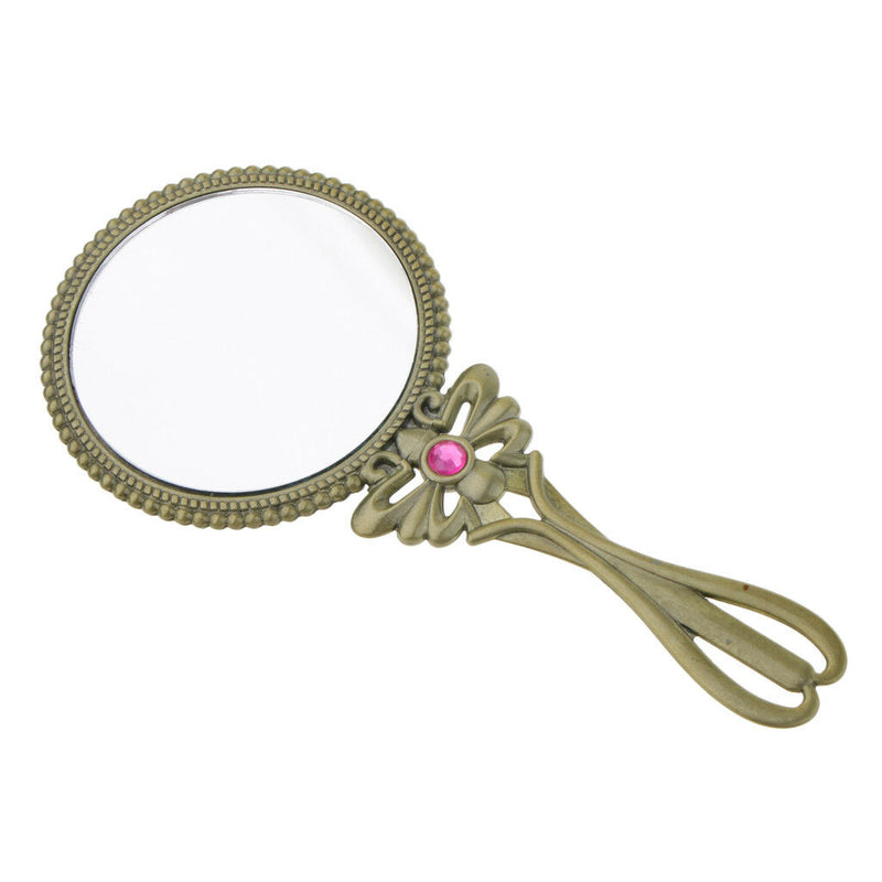 Lady Retro Hand Held Vanity Round Mirror Makeup Dresser Pocket Size Mirror