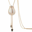 Women's Tulip Flower Pendant Crystal Rhinestones Long Necklace Sweater Chai