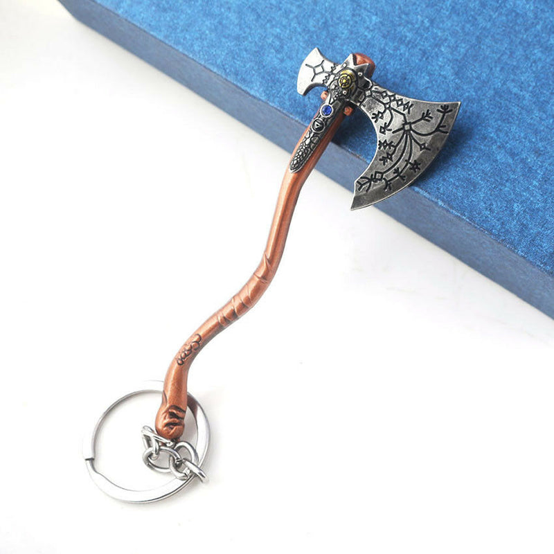 God of War 4 Leviathan Key Chain Metal Keyrings Kratos Guardian Axe Shape