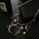 Fashion Star Moon Pendant Tassel Necklace Shiny Crystal Choker Women Jewel%fSJTO
