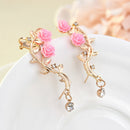 Fashion Crystal Earrings For Women Branch Flower Stud Cuff Earrings Ear Jewelry