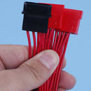 1Pc 4pin ide to 5 15pin sata splitter hard drive power cable cord 18AWG red  Hn