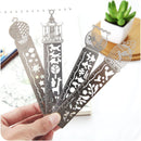 4 Pcs Creative Ultra-thin Hollow Metal Fairy Tale World Ruler Bookmark 14*2.5cm