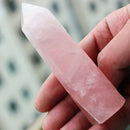 100% Natural Pink Rose Quartz Crystal Wand Point Healing Reiki Mineral Stone