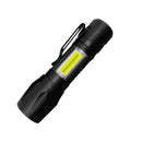 T6 LED COB Flashlight 3 Modes USB Rechargeable Telescopic Zoom Torch Lamp Light