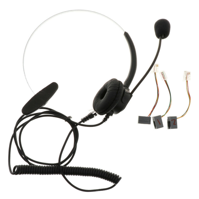 2 Pack Hands-Free Call Center Noise Cancelling Corded Monaural Headset Headphone