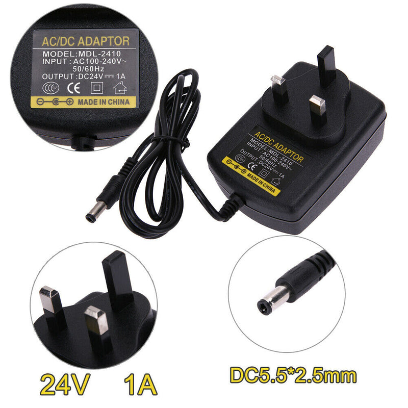 DC24V 1A Adapter AC 100V-240V to DC 24V Converter Power Supply Adapter 5.5* A