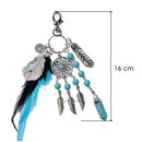 Fashion Women Natural Turquoise Feather Keychain Boho Handbag Purse Decoration