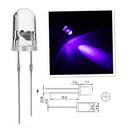 100pcs Ultra Violet UV 5mm 2000mcd LED Lamp Light High Power Chip Beads Bulk