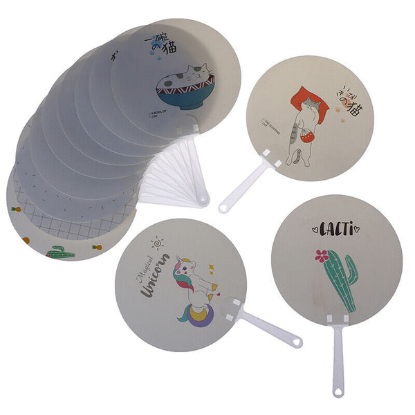 Hand Fan Cute Travel Fan Unicorns cactus cat Shape Cloth Fan Japanese Style MO