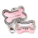 Dog Cat Kitten Puppy Rhinestone ID Name Tag Disc Bone Shape Pet Identity Tag #