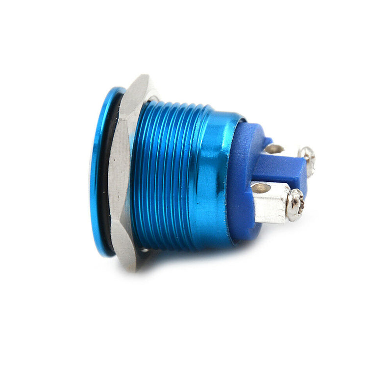 1PC 19mm waterproof blue momentary metal push button switch flat top!QFSHW.AU