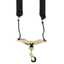 Black Adjustable Leather Saxophone Shoulder Neck Strap with Buckle Width 24
