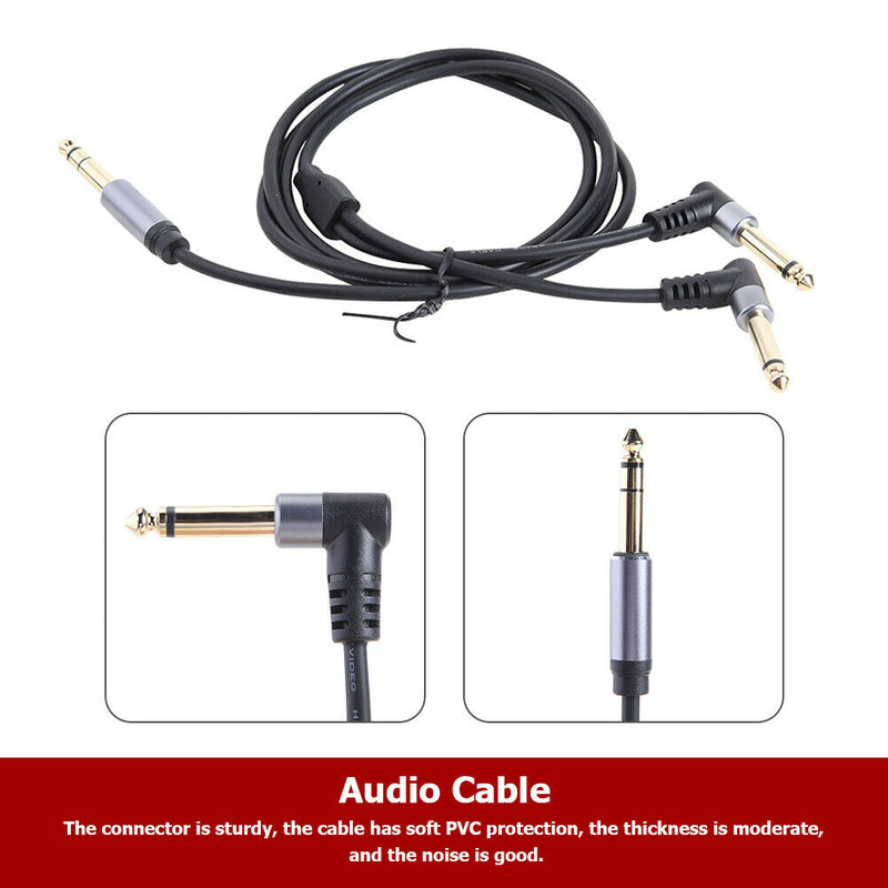 6.35mm Stereo Male to Dual Right Angle 6.35mm Male Y Splitter Cable 59 inch