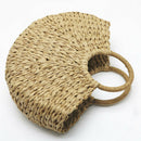 Handmade Beach Bag Round Straw Totes Bag Large Bucket Summer Bags Women Nat