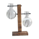 3PC Plants Hydroponic Vase with Retro Wooden Stand Office Desk Wedding Decor