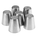 6pcs Russian Icing Piping Tips Fondant Nozzles DIY Cupcake Embossed Tool