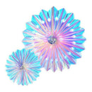 Iridescent Hanging Decorations Round Decorative Folding Fans Rainbow Shine  B3J4