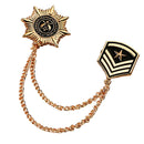 Retro Alloy Chain Brooch Pins Anise Star Shield Army Badge Mens Accessories