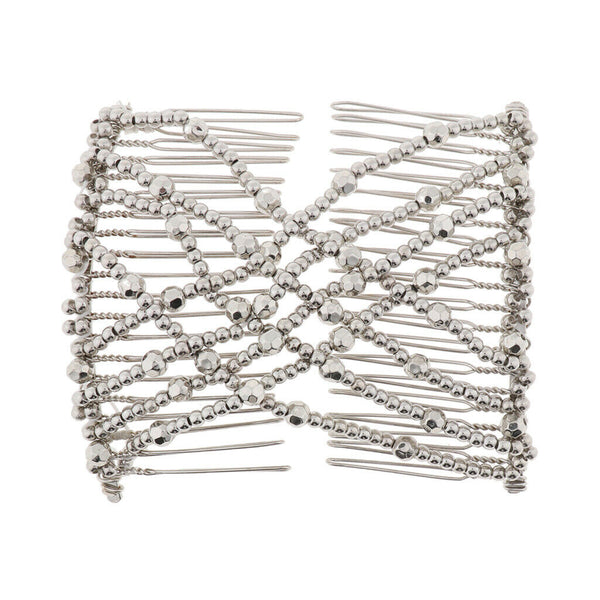 2 Pcs Double Hair Comb With Elastic Bead Chains For Women