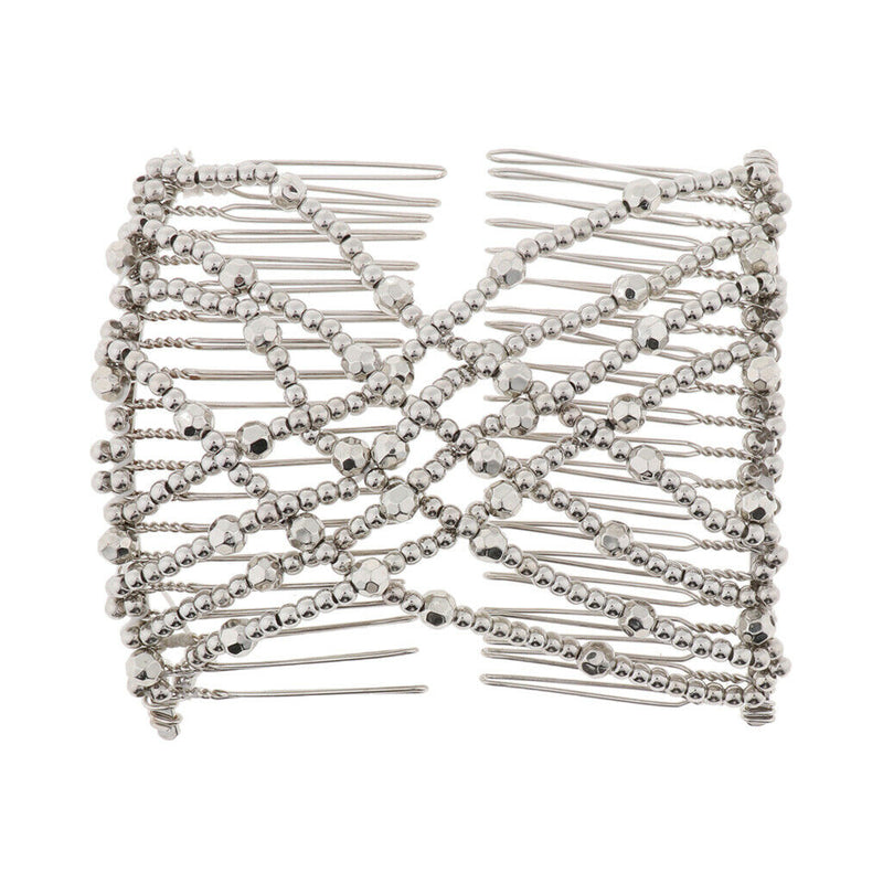 2 Pcs Double Hair Comb With Elastic Bead Chains For Women