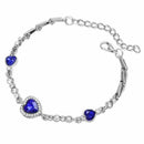 Hot Lady Crystal Rhinestone Bracelet Sea Blue Bangle Chain Heart Jewelry A5P1