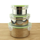 3Pcs Round Lunch Box Stainless Steel Lunch Box 280/500 / 900Ml Leakproof Lu